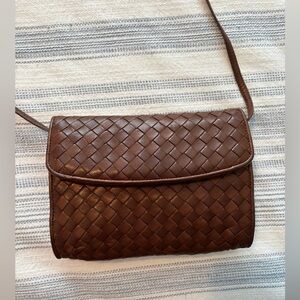 Vintage Bottega Veneta Intrecciato saddle crossbody bag